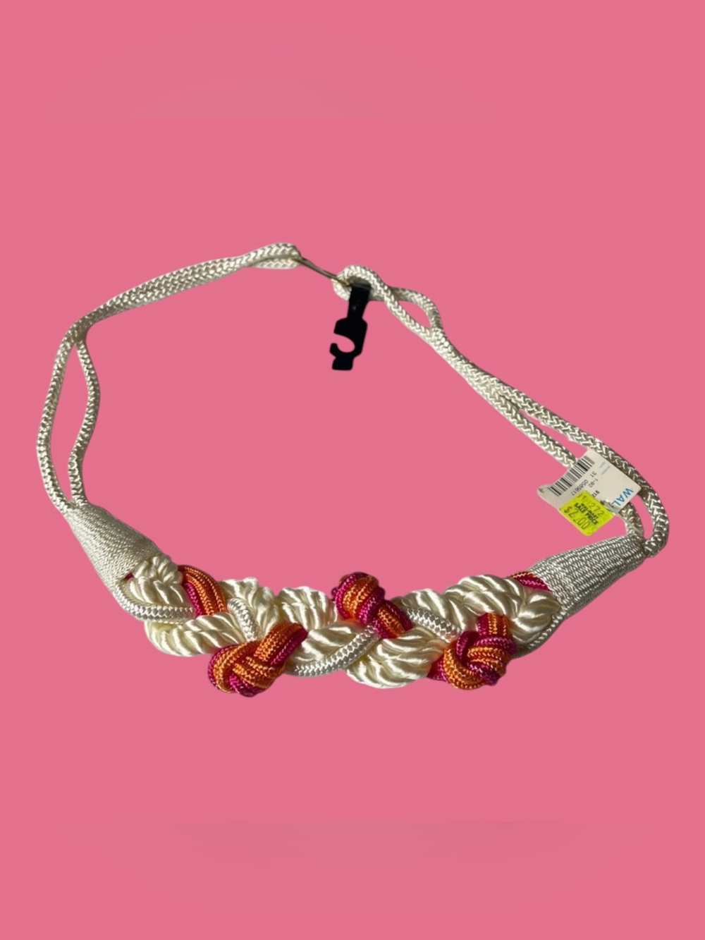80s Vintage Braided Nylon White/Red/Orange Rope Belt Sz Small Medium